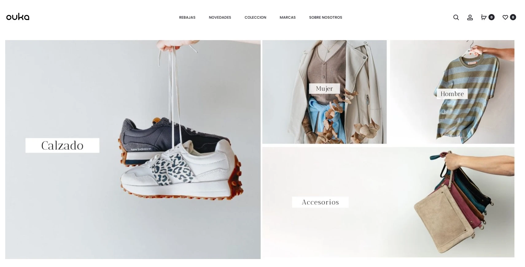 Captura de pantalla de la tienda online de Ouka. https://www.ouka.es