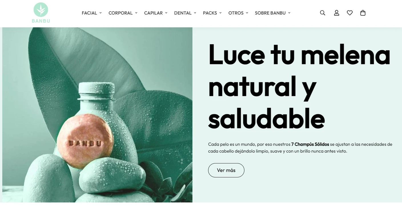 Captura de pantalla de la tienda Babu